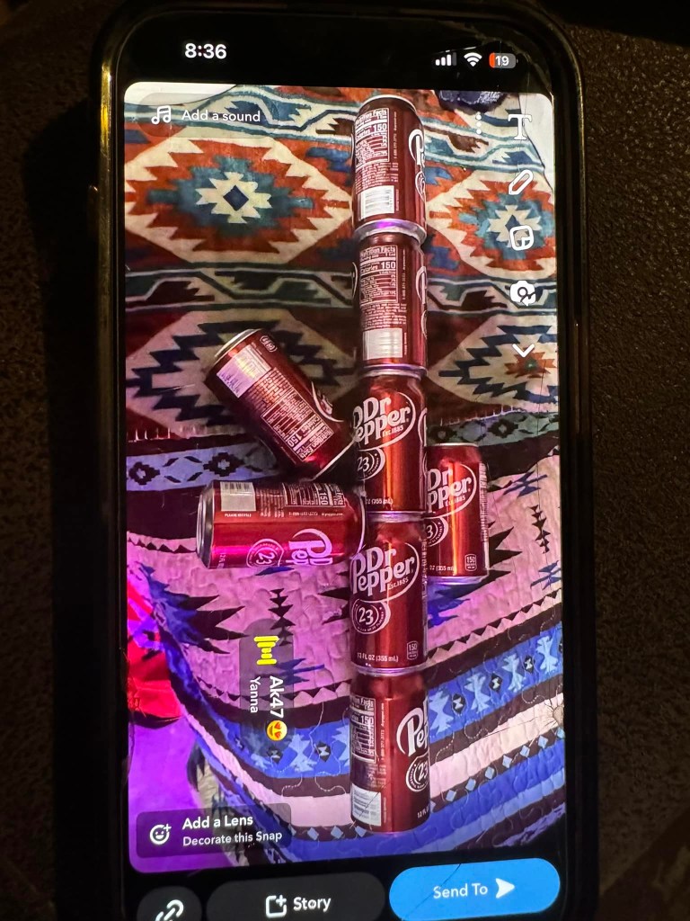 The 13-year-old, being called the WG, posted a photo of Dr.'s cans. Pepper in shape like rifle on snapchat with audio titled