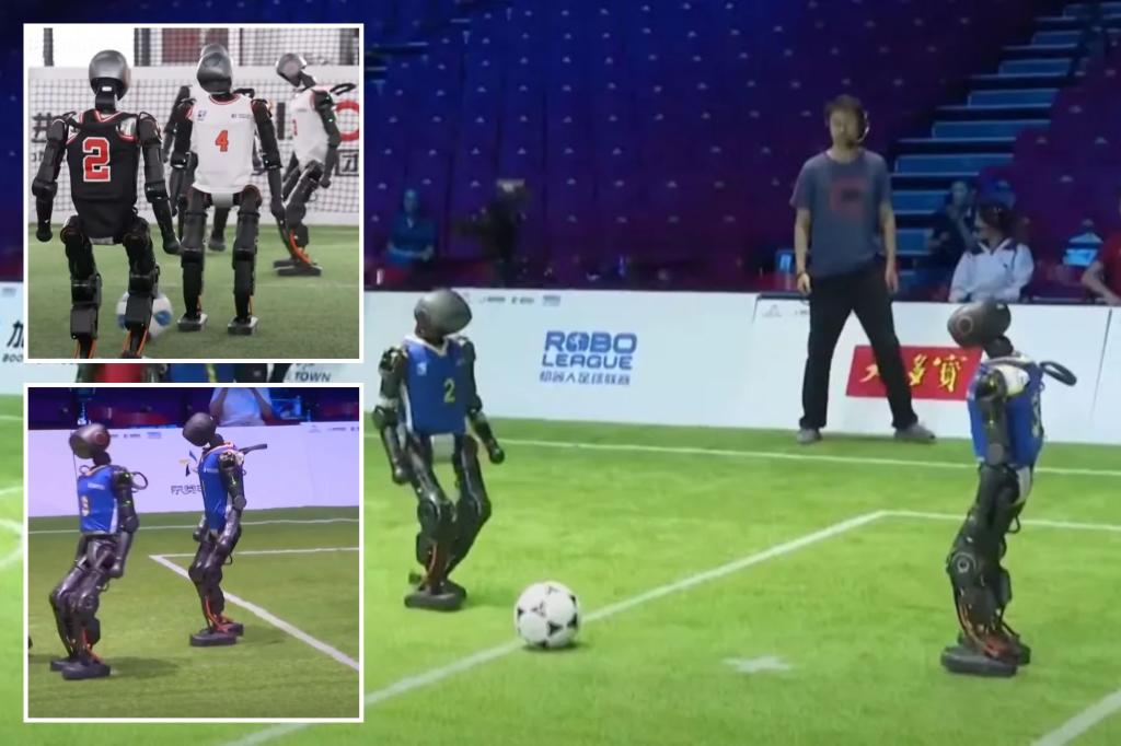 Humanoid robots led by him determined to compete in the first 3-in-3 football game